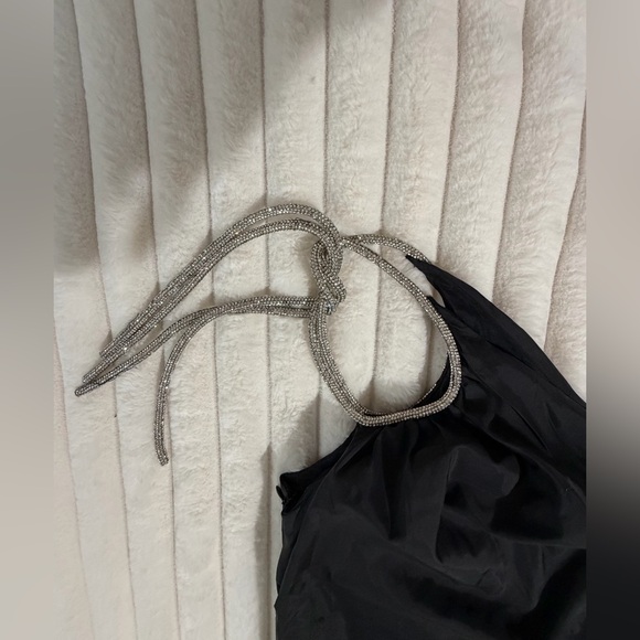 STAUD Black One-Shoulder Evening Gown with Rhinestone Halter - Picture 8 of 8